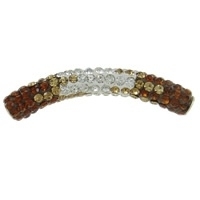 Prachtige buiskraal met strass  bruin 42 x 11mm gat: 2mm