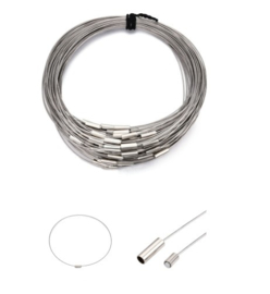 1 x  Magneetsluiting spang van RVS gecoat staaldraad lengte 44,5 cm x 1mm rvs kleur, nikkelvrije gladde sluiting