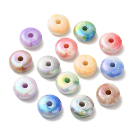 15 x Acryl kralen rondelle two tone 16 x 7,5 mm – gat 3,8 mm – mix kleuren