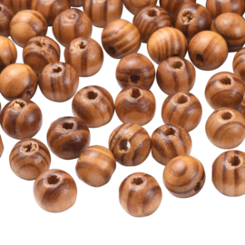 20 x  houten kralen rond naturel Burly Wood 10mm gat: 3mm