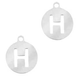Roestvrij stalen (RVS) Stainless steel bedel rond 10mm initial coin H