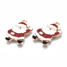 2 x Metalen epoxy kerstbedel kerstman 23 x 16 x 1,2 mm – gat 1,6 mm – lichtgoudkleur