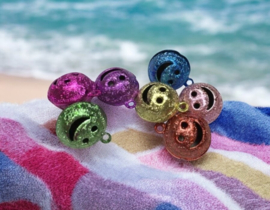 10 x Assortiment stardust belletjes smiley lachend gezichtje 14 mm mix
