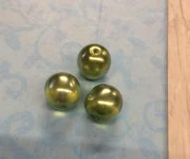 20 Stuks groen-goudkleurige glaskralen 8 mm gat 1 mm