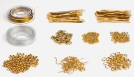 Compleet starterspakket werkmaterialen om sieraden te maken, goud