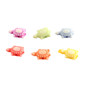 25 x Vrolijke gemixte acryl kralen schildpad 12 x 8 x 5mm gat: 2mm