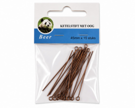 15 x Kettelstiften met oog 45 x 0,7 mm – roodkoperkleur