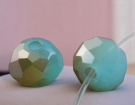 1 x Streng glaskralen facet rondelle briolette kristal 8 x 6,5mm gat 1mm, light sky blue