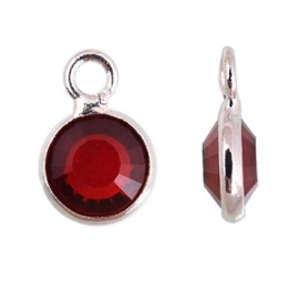 1 x DQ facethanger gekleurd Garnet - crystal-platinum 7x10 mm