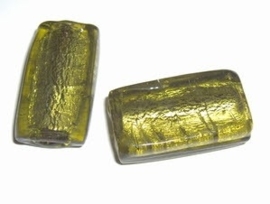 5 x SF glaskraal rechthoekige schijf 28x16mm mosgroen