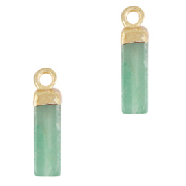 1 x Natuursteen hangers tube Crysolite green-gold  Aventurijn Kwarts 