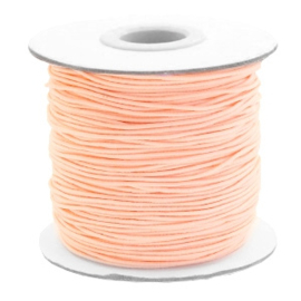 3 meter gekleurd elastiek draad van rubber voorzien van een laagje stof  1mm Light peach