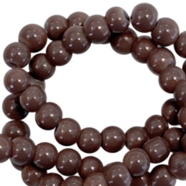 25 x 3 mm glaskralen opaque Dark chocolate brown gat 0,8mm