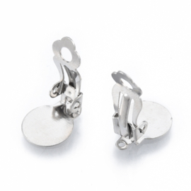 2 x RVS 304 basisclips oorbellen 18 x 10 x 7mm tray 10mm gat: 3mm