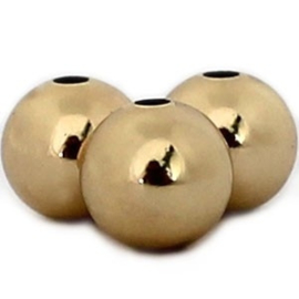 2 x DQ ronde kraal DQ Gold plated duurzame plating 6 mm (Nikkelvrij)