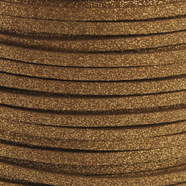2 meter Faux suède veter,  dark golden rot 3mm met lichte glans