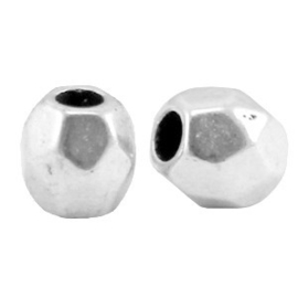 10 x DQ metaal facet kraal Antiek zilver 4 x 4 mm (Nikkelvrij)