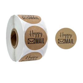1 rol 500 stickers Wensetiket zegel rond 25mm Happy Mail