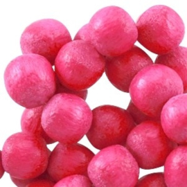 20x Nature houten kralen rond 8 mm Raspberry rose