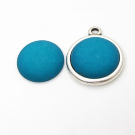 1 x Polaris Matt Cabochon 20 mm Donker Turquoise