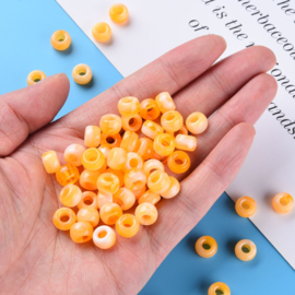 15 x Two tone acryl kralen rondellen 11 x 8 mm – gat 5 mm – Dark Orange