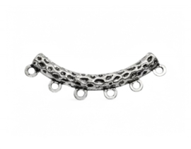 Bali style metalen bails hanger antiek zilver met 6 oogjes 67 x 23 x 8,5mm, Oogje: 3mm Gat: 6mm