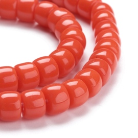 10 x rondellen glaskralen Orange Red  8mm
