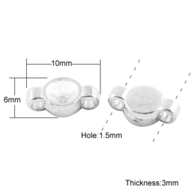 10 stuks tussenzetsel link connector voor 4mm puntsteentjes 6 x 10 x 3mm Oogjes: 1,5mm