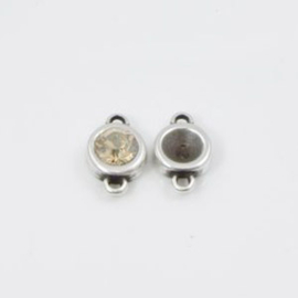 1 x  DQ metaal hanger voor Swarovski 1028 (SS24 c.a. 5mm) puntsteen 2 oogjes antique zilver kleur  ca.19,3 x 12 mm oogje 2,3 mm (Nikkelvrij)
