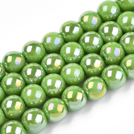 10 x Diamond coated glaskralen 8~8,5mm gat: 1,5mm Lime Green