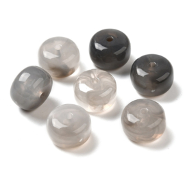 10 x Acryl kralen rondelle two tone opaque 14,5 x 10 mm – gat 2 mm – dark gray