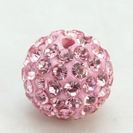 2 x prachtige Shamballa Polymeer Klei strass bal 10mm gat: 2mm Roze