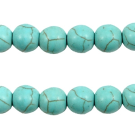 5x  Keramiek turquoise kralen rond 8mm Turquoise blauw