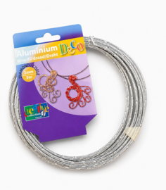 1 rol Vaessen Creative aluminiumdraad diamond cut 2 mm x 5 meter – zilverkleur (Nikkelvrij)