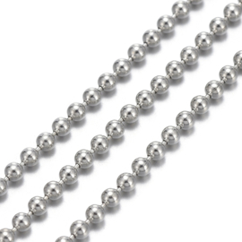 50 cm platinum kleur Ball Chain ketting dikte 1,5mm (Nikkelvrij)