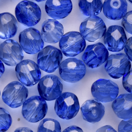 15  x ronde Tsjechië  kraal kristal facet 7mm kleur: blauw gat: 1mm
