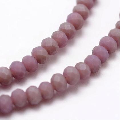1 x Streng met ca. 141~146 stuks glaskralen facet rondelle briolette kristal – 3 x 2mm, gat 0,8mm – Medium Purple