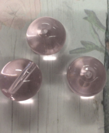 10 Stuks roze glazen kralen 13x14 mm gat 1 mm
