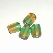 10 x Glaskraal korte cylinder 12x8mm groen-goudgeel