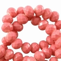 10 Stuks Glaskraal facet kristal rondel Rouge Roze 8 x 6mm