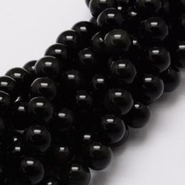 10 x  Edelsteen kraal van Obsidian 6mm gat: 1mm