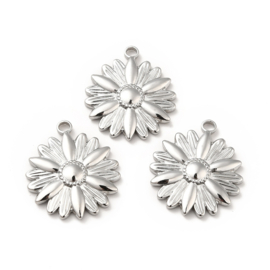 1 x Non-Tarnish RVS 304 Zon of bloem bedeltje 25,5 x 22 x 3mm, oogje: 2.5mm