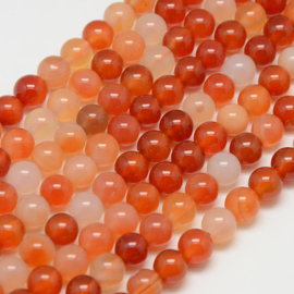 10  x  edelsteen kraal van Carnelian, Carneool Kleur: peach/orange 8mm gat c.a. 1mm