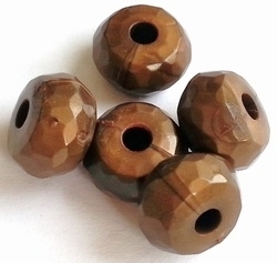 10x Kunststof kraal rondel gemeleerd Brons / bruin 12 mm