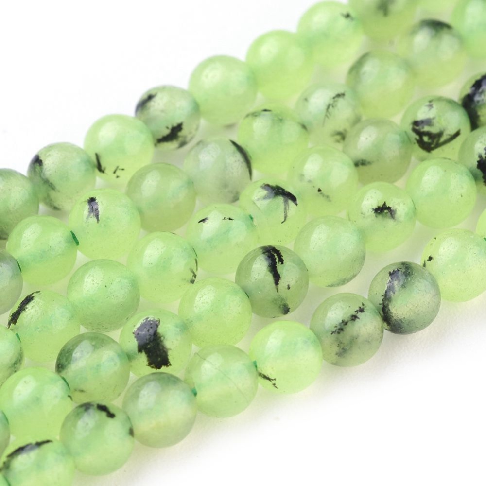 10 x edelsteen kralen van Prehniet – 4 mm – kleur lichtgroen – gat ca. 0,8 mm