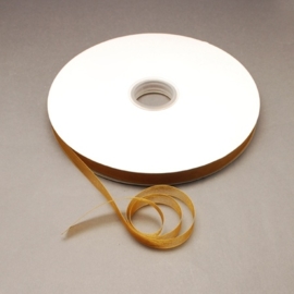 2 meter Organza lint 10mm breed per meter,  bruin- goud