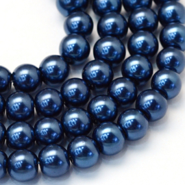 40 x  glasparel kleur: Marine Blue 6mm gat: 1mm