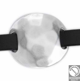 1 x DQ metaal schuiver rond gehamerd 37 x 34mm Ø10 x 4mm antiek zilver kleur (Nikkelvrij)
