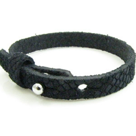 1 x Cuir Armband DQ Suede 8 x 2,2mm Reptiel Navy Blauw