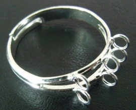 Verstelbare verzilverde basis ring, Ø c.a.18 mm